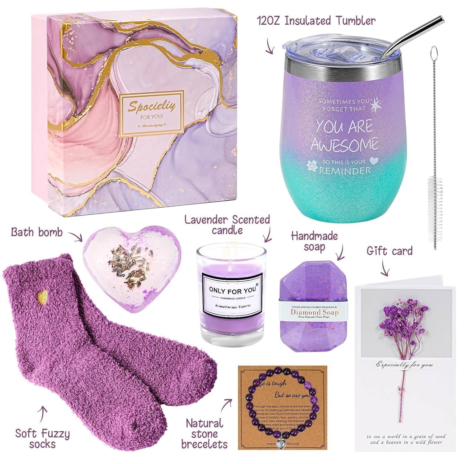 Brand Women'S Relaxing Spa Gift Box - Self Care Gift Basket for Birthdays, Valentine'S, Mothers Day & Christmas for Moms, Wives, Girlfriends & Friends